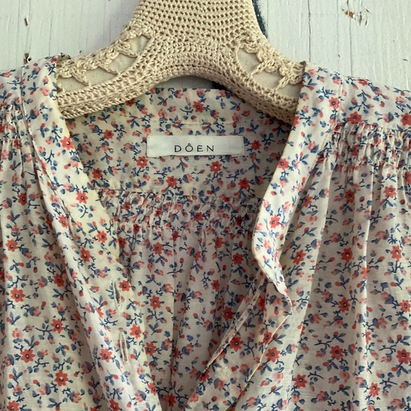 DOEN O’KEEFFE BLOUSE IN PEACH MATHRAS GARDEN FLORAL SZ: S - Picture 5 of 12